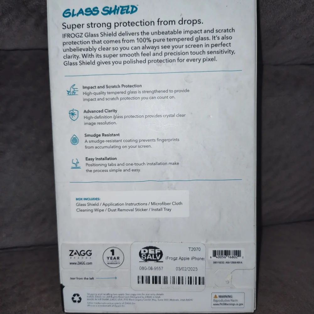 ZAGG ifrogz iPhone 14/13/13 Pro, Glass Shield Screen
